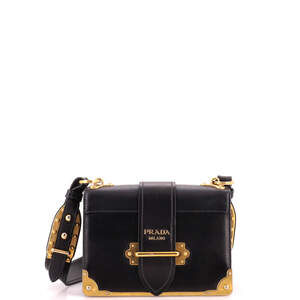 Prada Small Cahier Crossbody Bag Leather and Saffiano Leather